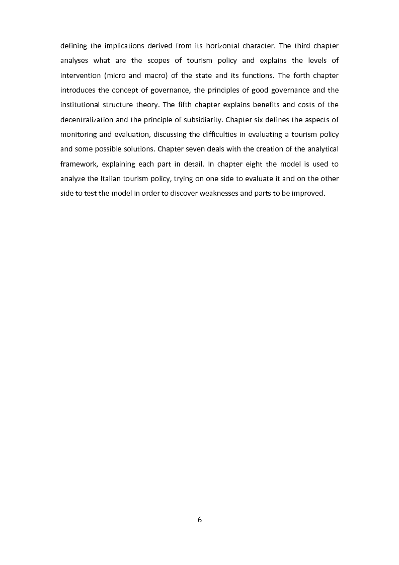 Anteprima della tesi: National Tourism Policy. Analytical Framework for the Evaluation of Efficiency and Effectiveness: The Case of Italy, Pagina 3