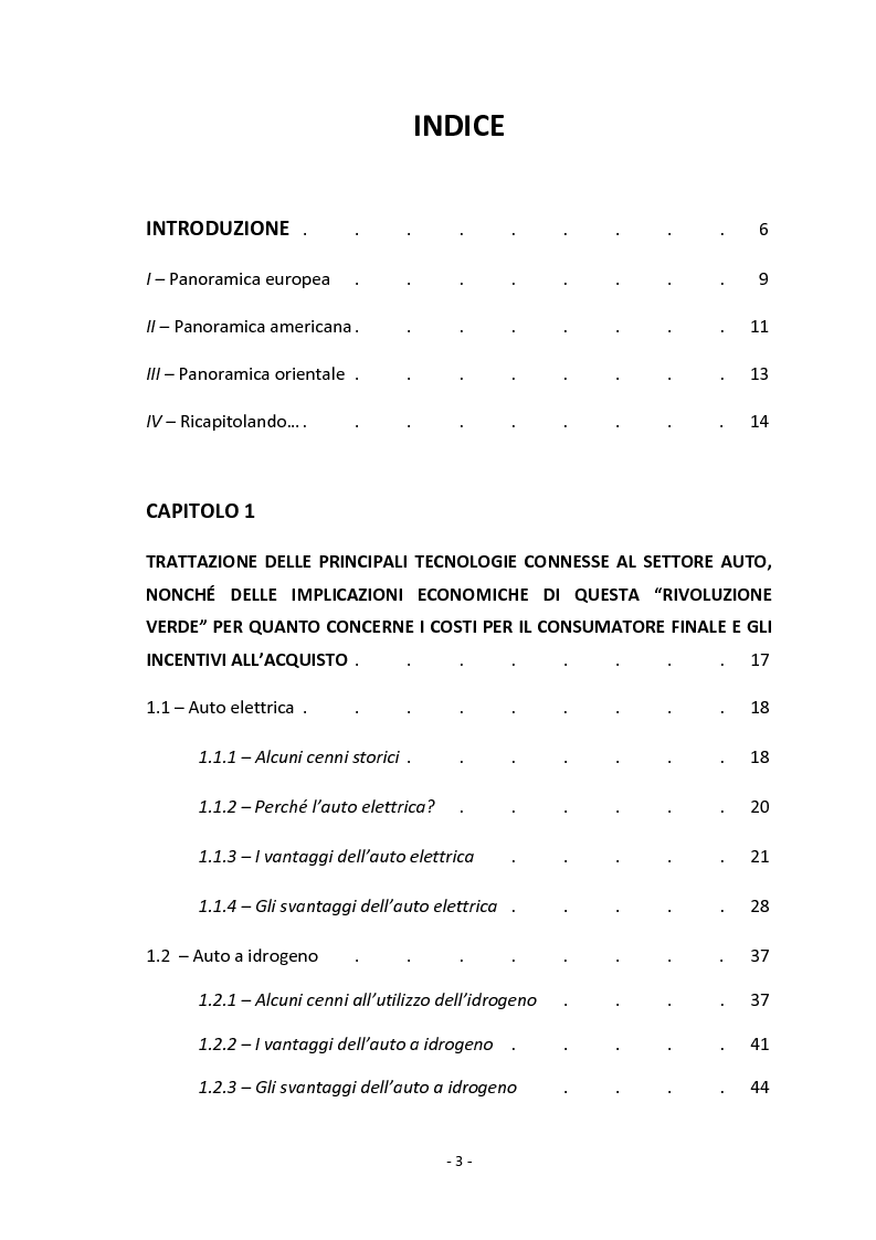 Indice della tesi: Analisi delle principali tecnologie applicate al settore automotive, Pagina 1