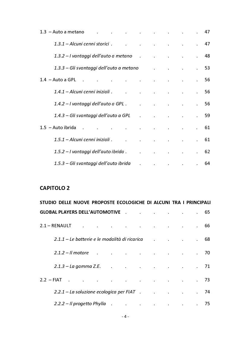 Indice della tesi: Analisi delle principali tecnologie applicate al settore automotive, Pagina 2