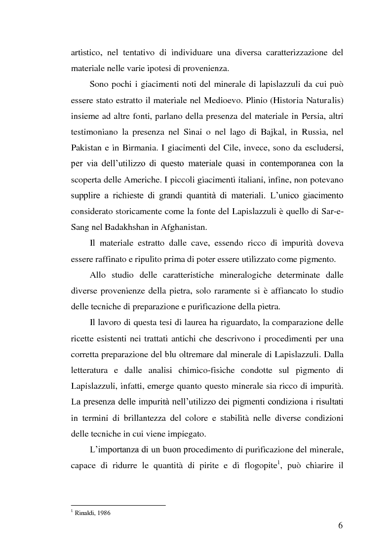 Anteprima della tesi: Le ricette sul Blu Oltremare nei Trattati dal XIII al XVII secolo, Pagina 3