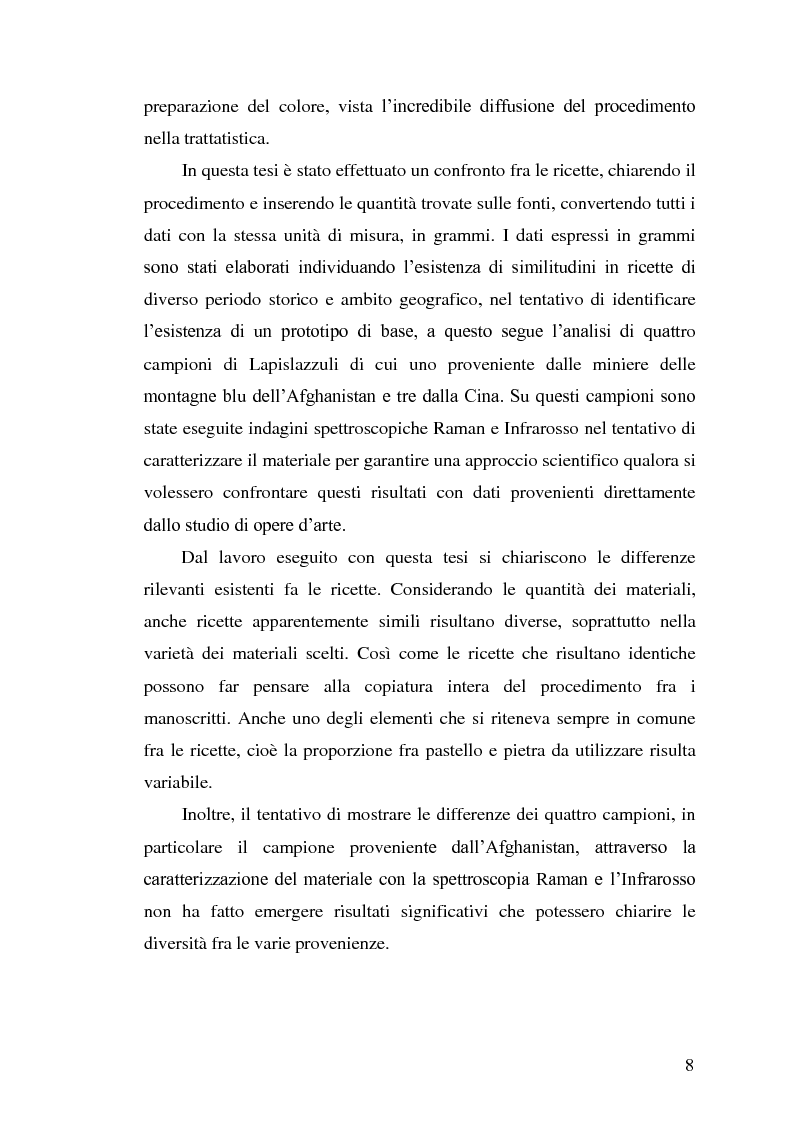 Anteprima della tesi: Le ricette sul Blu Oltremare nei Trattati dal XIII al XVII secolo, Pagina 5