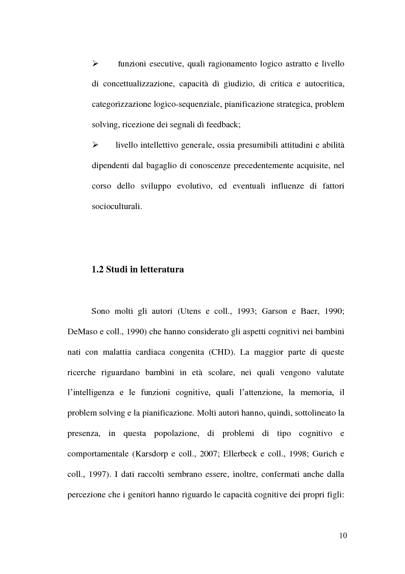 Anteprima della tesi: Fattori cognitivi e psicologici in pazienti con cardiopatie congenite: risultati iniziali, Pagina 9