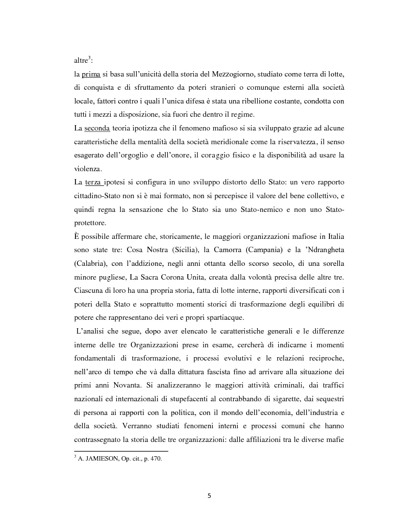 Anteprima della tesi: La Criminalità Organizzata in Italia nel secondo Novecento, Pagina 4