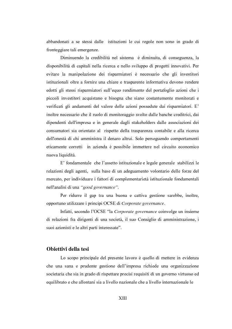 Anteprima della tesi: Profili e Sistemi di Corporate Governance: L'Istituzione di un Codice Globale di Autodisciplina per la Regolamentazione delle società nel mercato Mondiale, Pagina 10