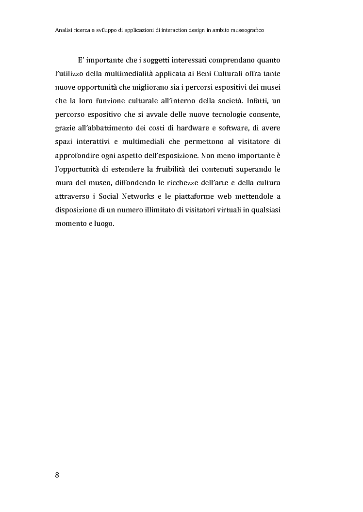 Anteprima della tesi: Analisi, ricerca e sviluppo di applicazioni di interaction design in ambito museografico, Pagina 6