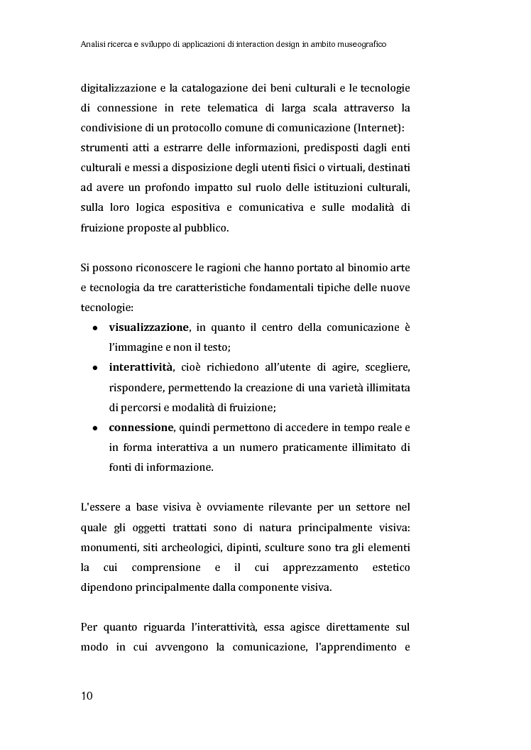 Anteprima della tesi: Analisi, ricerca e sviluppo di applicazioni di interaction design in ambito museografico, Pagina 8