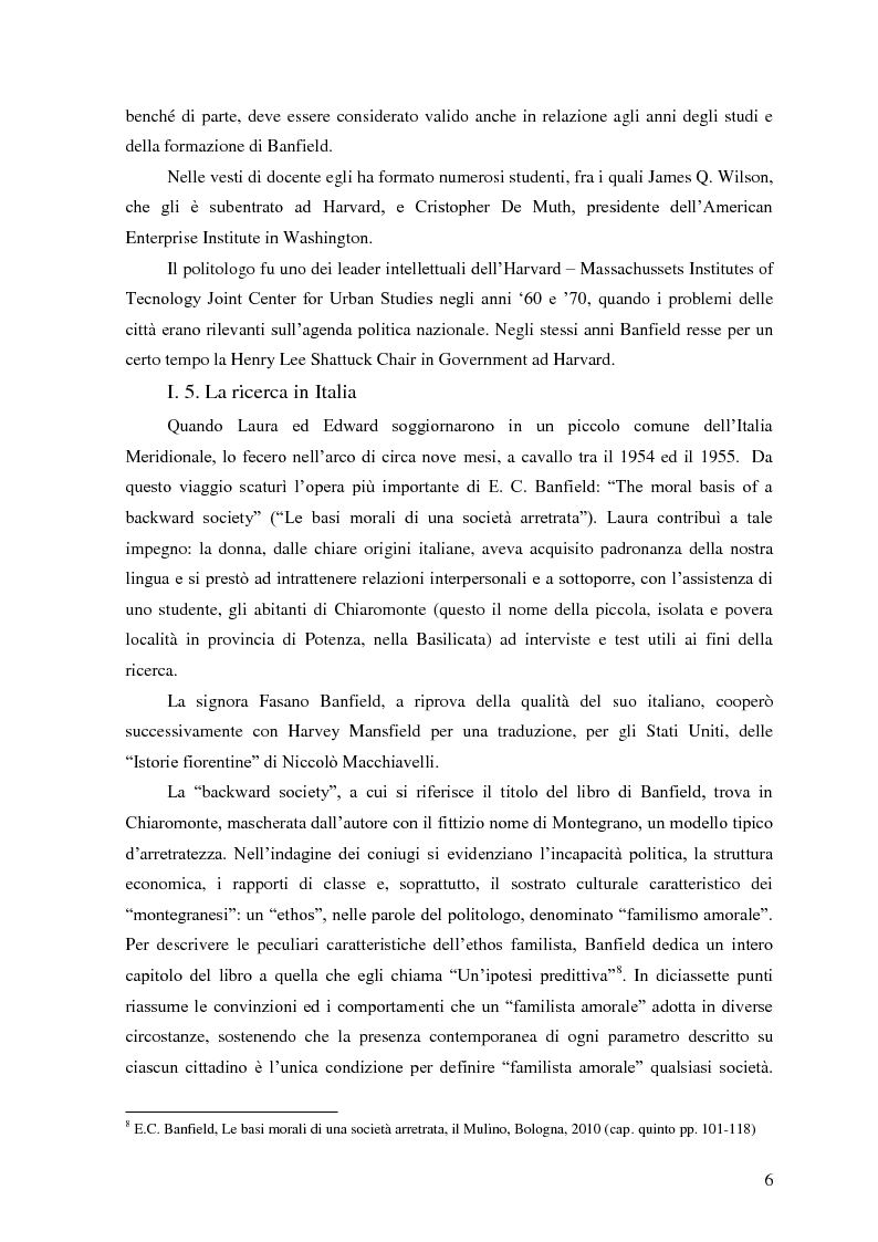 Anteprima della tesi: La persistenza di una società arretrata. Analisi e attualità dell'opera di E. C. Banfield, Pagina 7