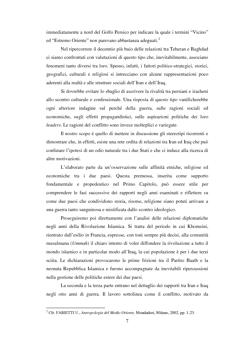 Anteprima della tesi: "Prima della tempesta". I rapporti Iran–Iraq dall’avvento di Khomeini alla Prima Crisi del Golfo, Pagina 3