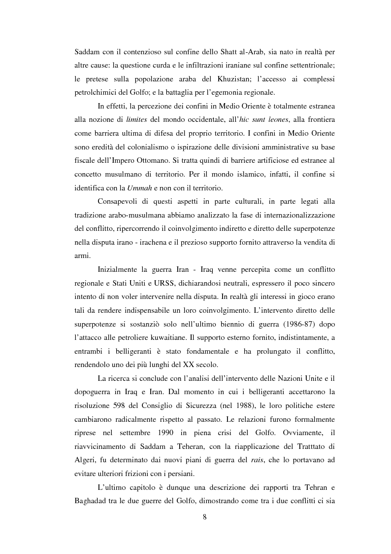 Anteprima della tesi: "Prima della tempesta". I rapporti Iran–Iraq dall’avvento di Khomeini alla Prima Crisi del Golfo, Pagina 4