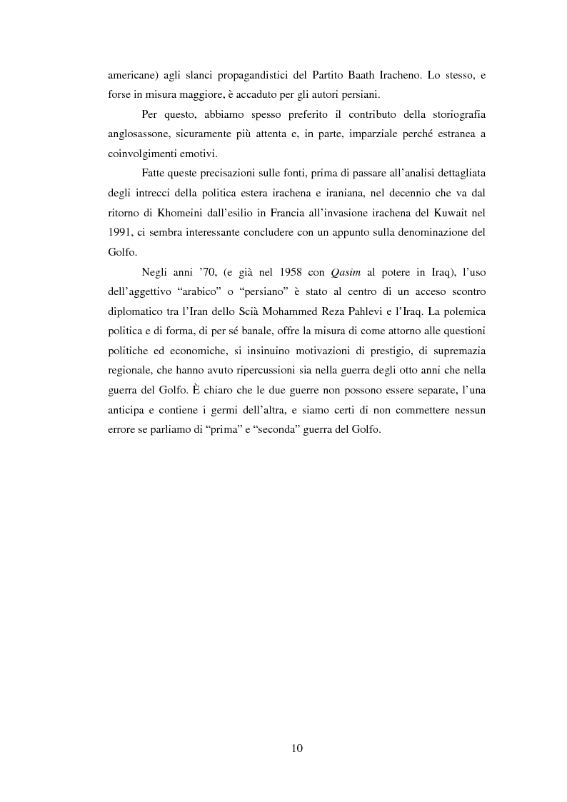 Anteprima della tesi: "Prima della tempesta". I rapporti Iran–Iraq dall’avvento di Khomeini alla Prima Crisi del Golfo, Pagina 6