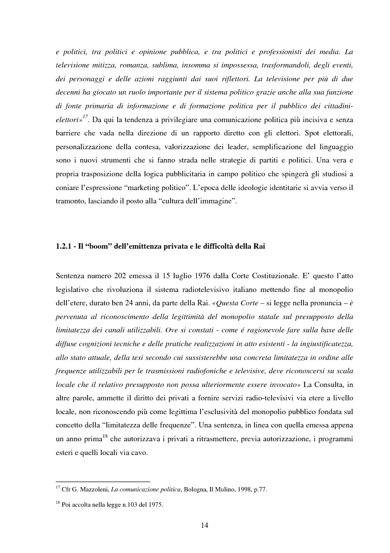 Anteprima della tesi: Media e politica nella transizione fra prima e seconda Repubblica, Pagina 10