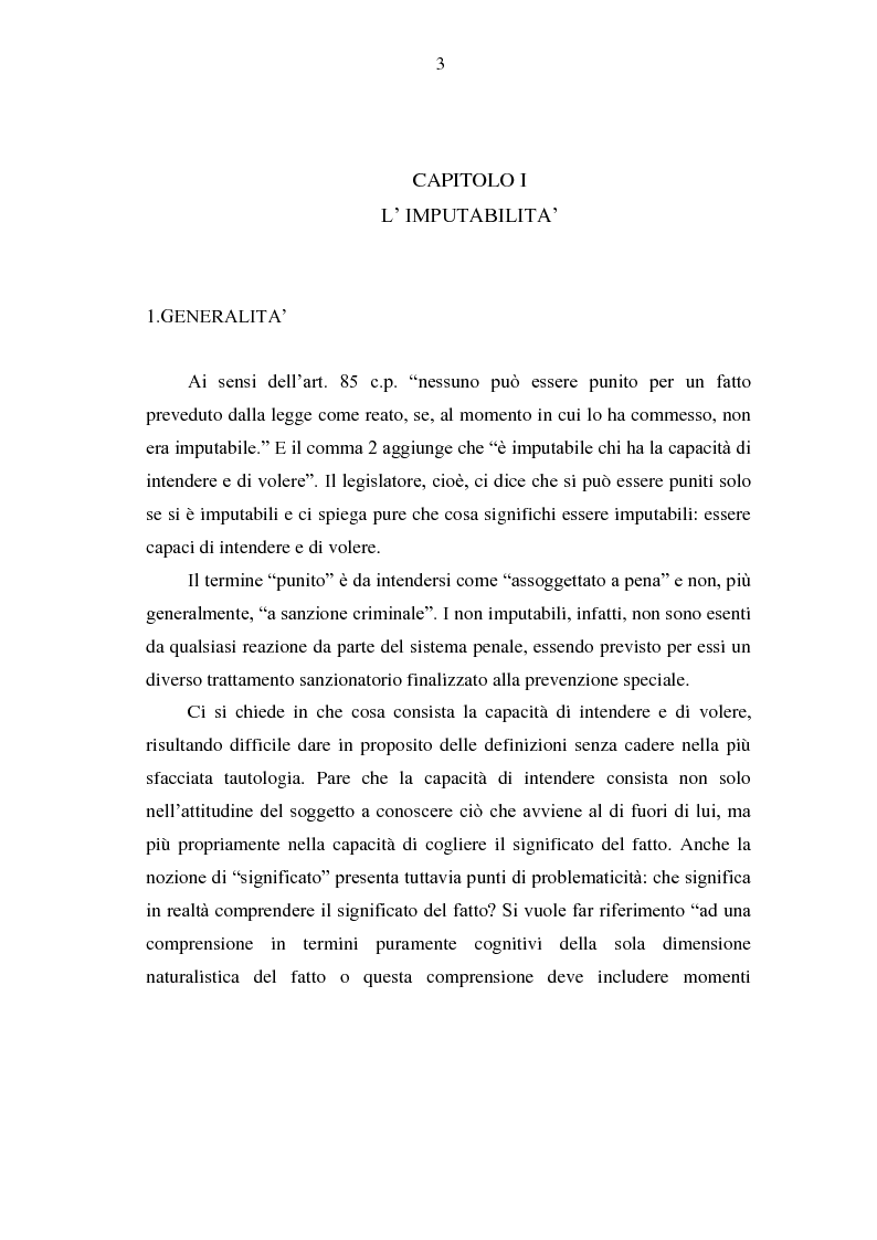 Anteprima della tesi: Imputabilità e vizio di mente, Pagina 4