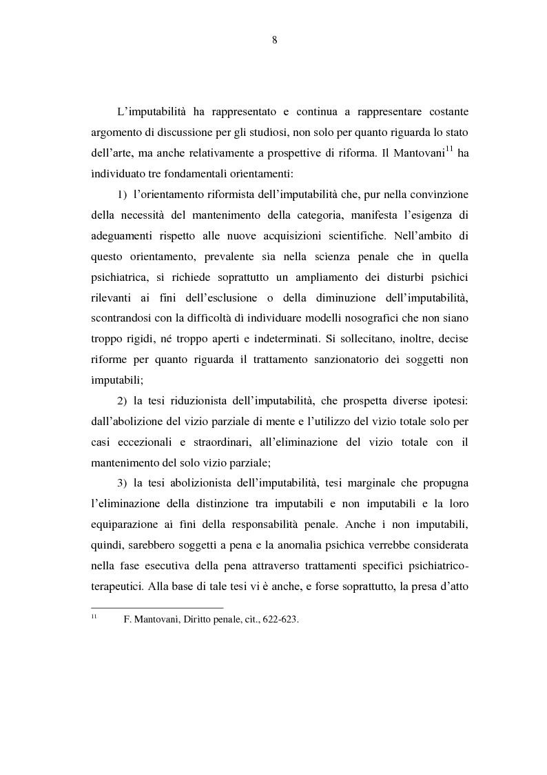 Anteprima della tesi: Imputabilità e vizio di mente, Pagina 9