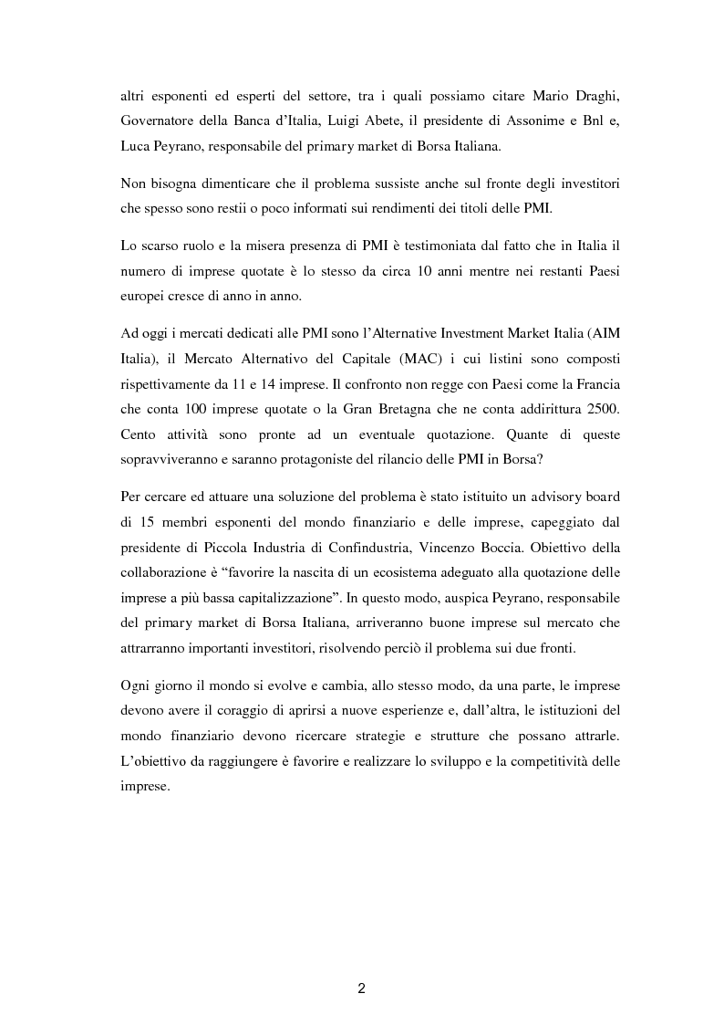 Anteprima della tesi: La quotazione come ricetta vincente della crescita delle PMI italiane, Pagina 3