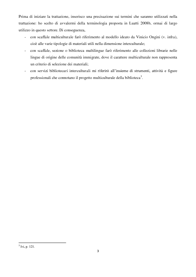 Anteprima della tesi: I servizi bibliotecari interculturali. Uno sguardo generale e la situazione dell'Emilia-Romagna, Pagina 3