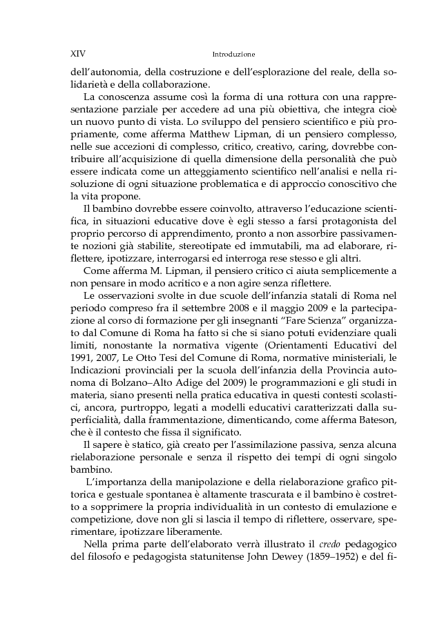 Anteprima della tesi: L'educazione scientifica nella scuola dell'infanzia per lo sviluppo del pensiero critico del bambino, Pagina 3