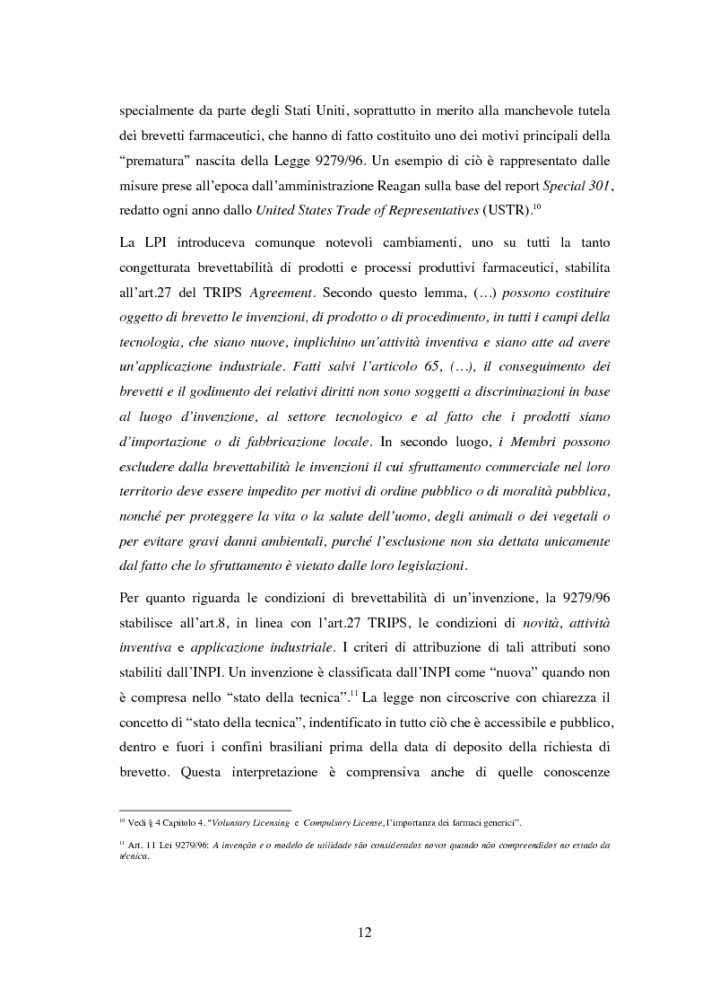 Anteprima della tesi: La Proprietà Intellettuale Farmaceutica in Brasile, Pagina 10