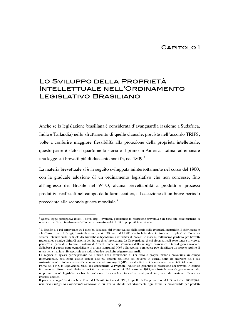 Anteprima della tesi: La Proprietà Intellettuale Farmaceutica in Brasile, Pagina 7