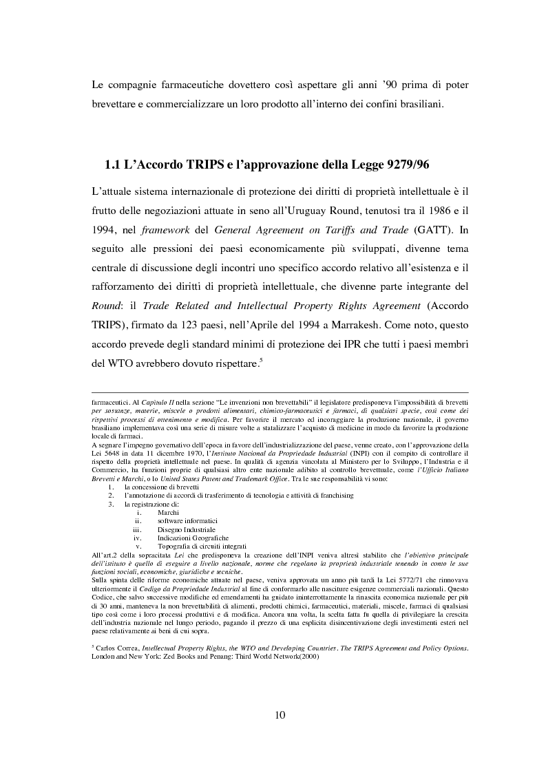 Anteprima della tesi: La Proprietà Intellettuale Farmaceutica in Brasile, Pagina 8