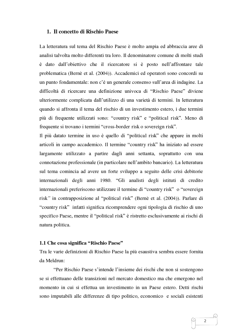 Anteprima della tesi: Una proposta di Rischio Paese: alcune applicazioni, Pagina 3