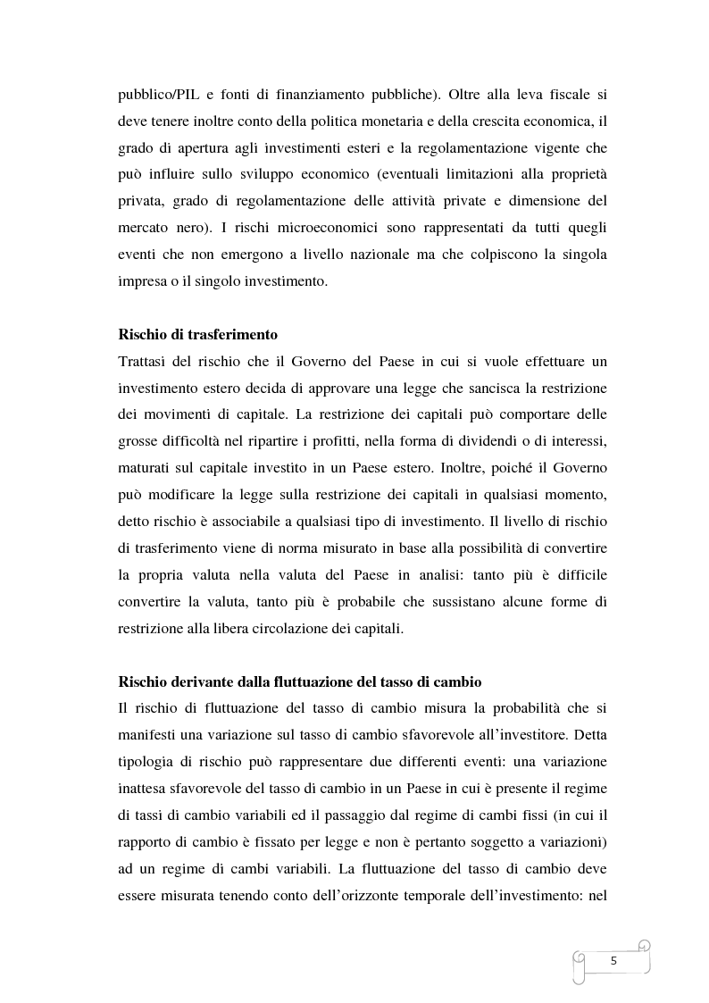 Anteprima della tesi: Una proposta di Rischio Paese: alcune applicazioni, Pagina 6
