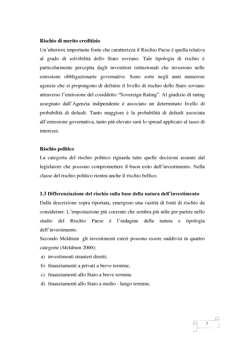 Anteprima della tesi: Una proposta di Rischio Paese: alcune applicazioni, Pagina 8