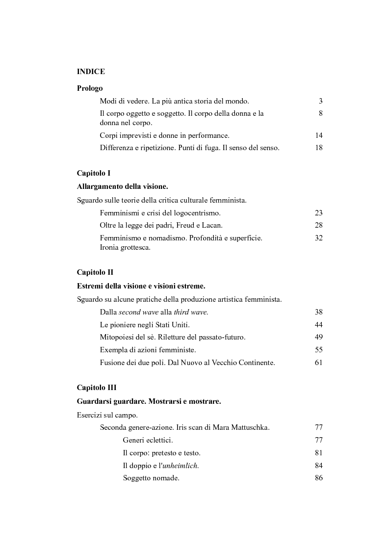 Indice della tesi: ID: Interior Density. Teorie e pratiche visive il cui protagonista è il corpo. Forma e contenuto, oggetto-soggetto, identità e differenza., Pagina 1