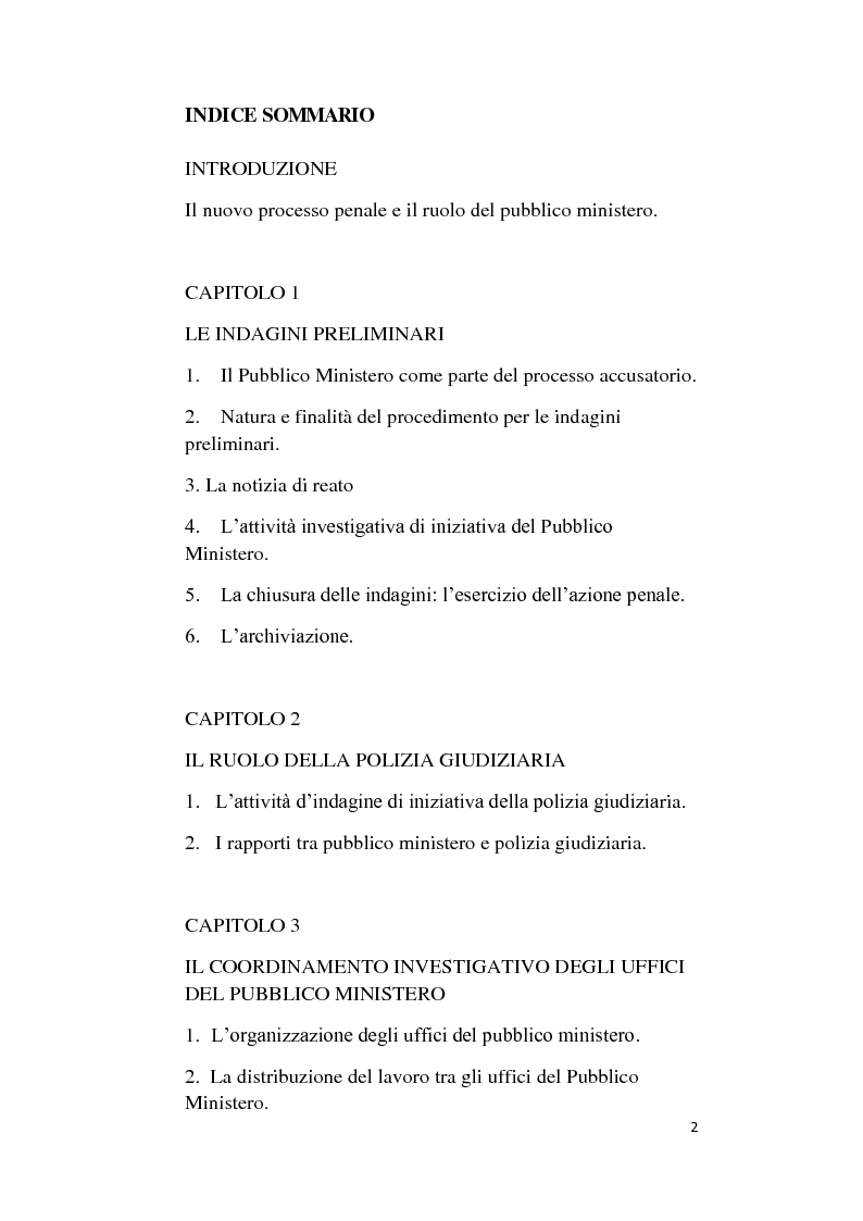 Indice della tesi: Il coordinamento tra gli uffici del pubblico ministero fra ordinamento interno ed ordinamento comunitario, Pagina 1