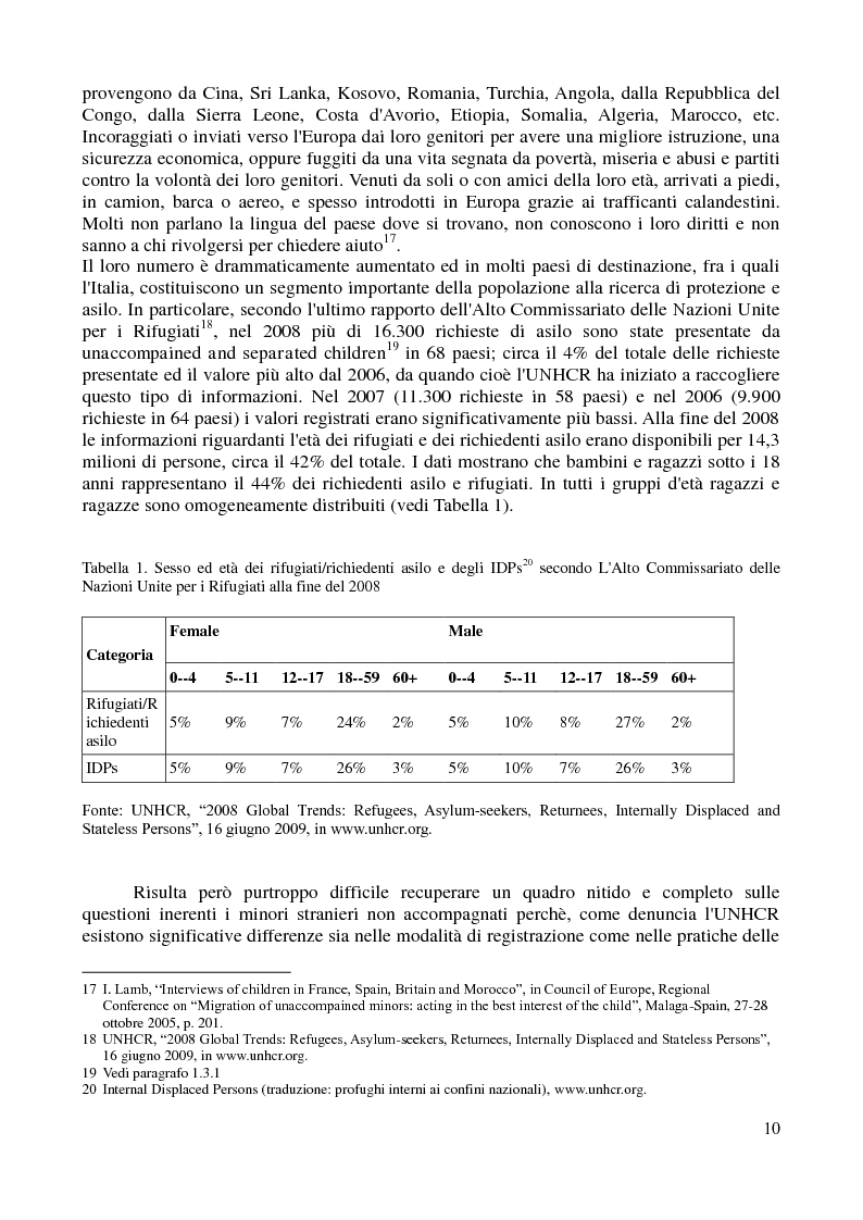 Anteprima della tesi: Minori stranieri non accompagnati: un'accoglienza negata, Pagina 7