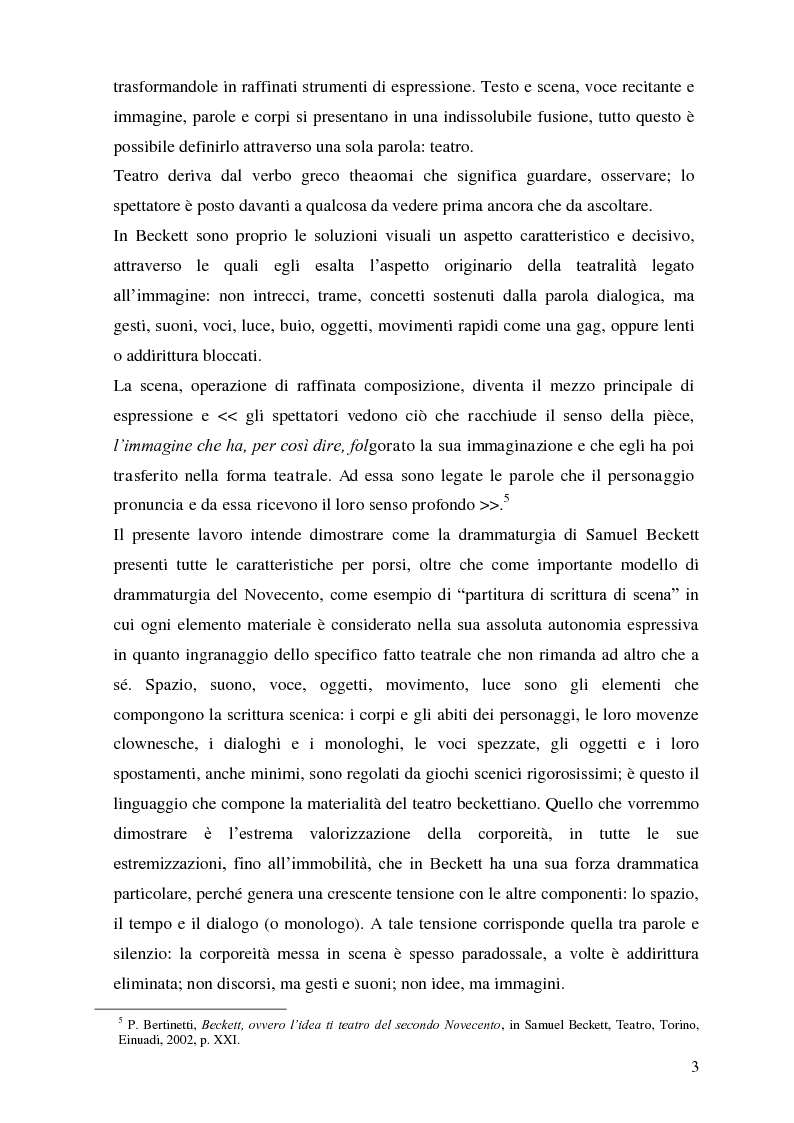 Anteprima della tesi: Il teatro materiale nella drammaturgia di Samuel Beckett, Pagina 3
