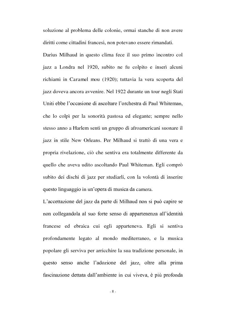 Anteprima della tesi: Le influenze jazzistiche nella musica di Darius Milhaud: La Création du Monde, Pagina 6