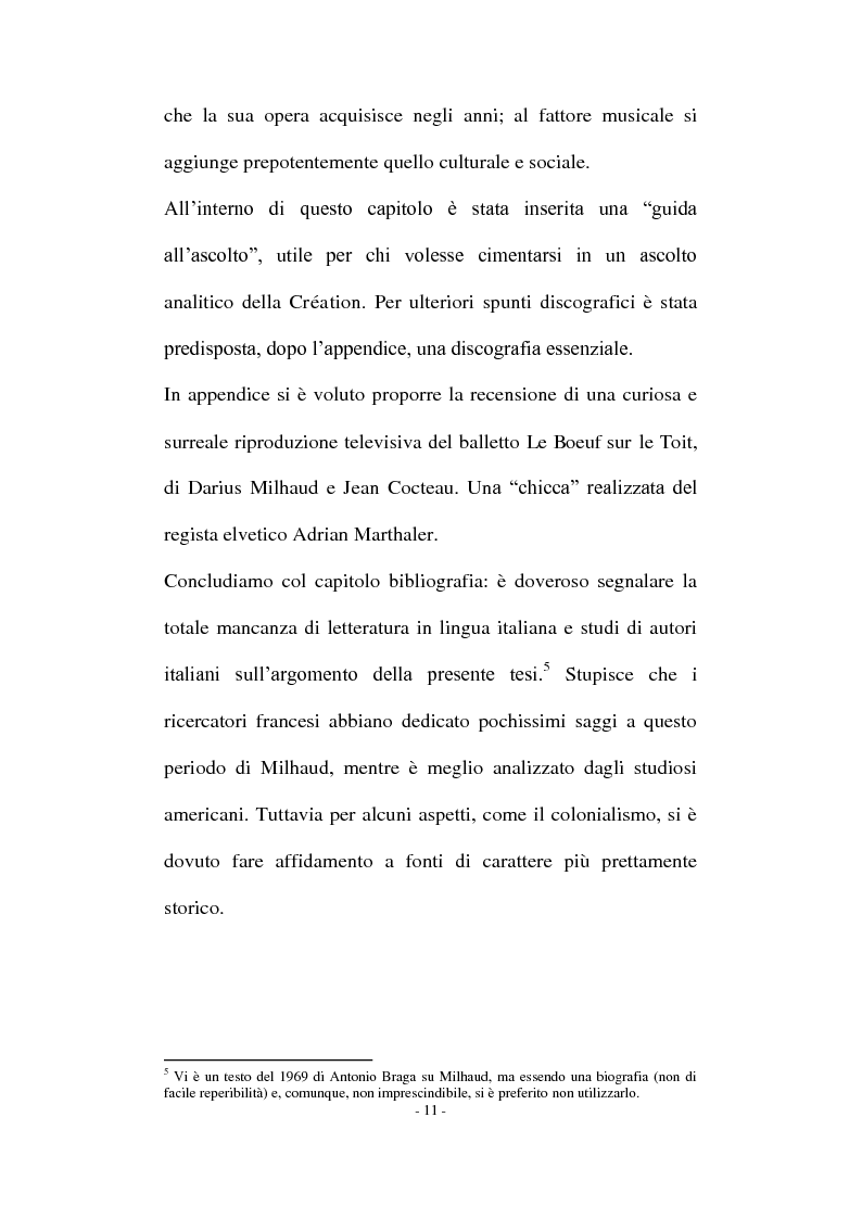 Anteprima della tesi: Le influenze jazzistiche nella musica di Darius Milhaud: La Création du Monde, Pagina 9