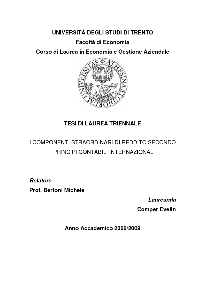 Tesi Di Laurea Triennale Economia Aziendale Argomenti
