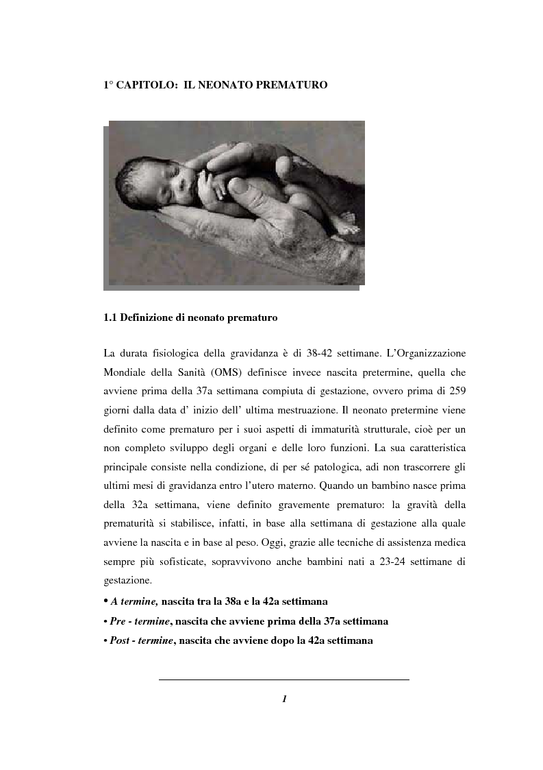 Anteprima della tesi: Assistenza infermieristica al neonato pretermine in TIN con problematiche respiratorie, Pagina 3