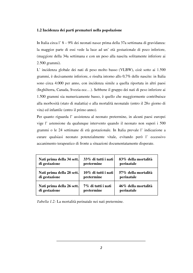 Anteprima della tesi: Assistenza infermieristica al neonato pretermine in TIN con problematiche respiratorie, Pagina 4