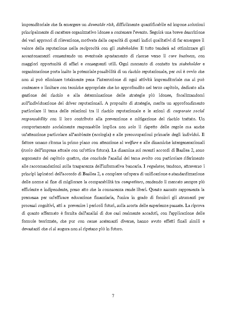 Anteprima della tesi: Il rischio di reputazione nelle banche: gestione, regolamentazione e casi, Pagina 4
