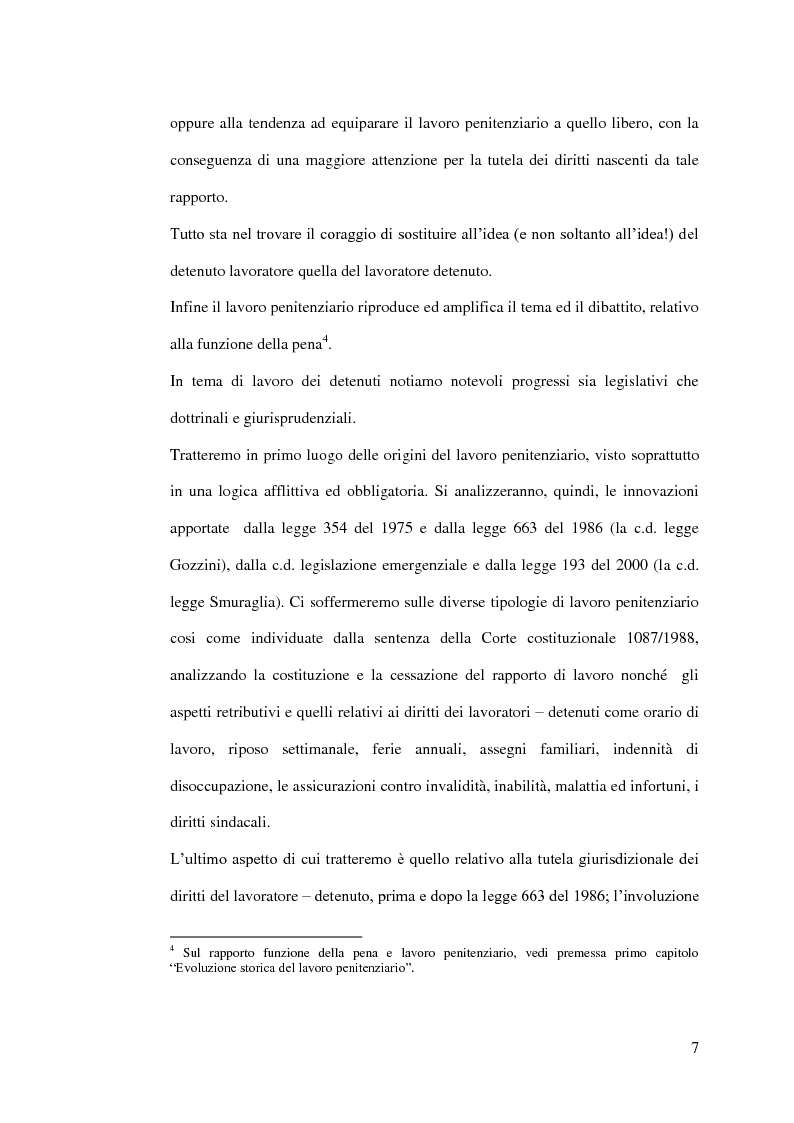 Anteprima della tesi: Il lavoro penitenziario tra finalità di risocializzazione e tutela dei diritti del lavoratore detenuto, Pagina 6