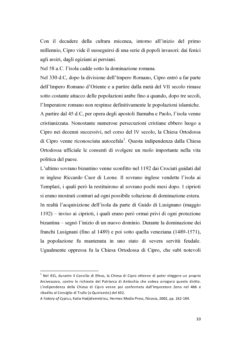 Anteprima della tesi: Cipro tra scontro e mediazione: evoluzione storica e contraddizioni della questione cipriota, Pagina 7