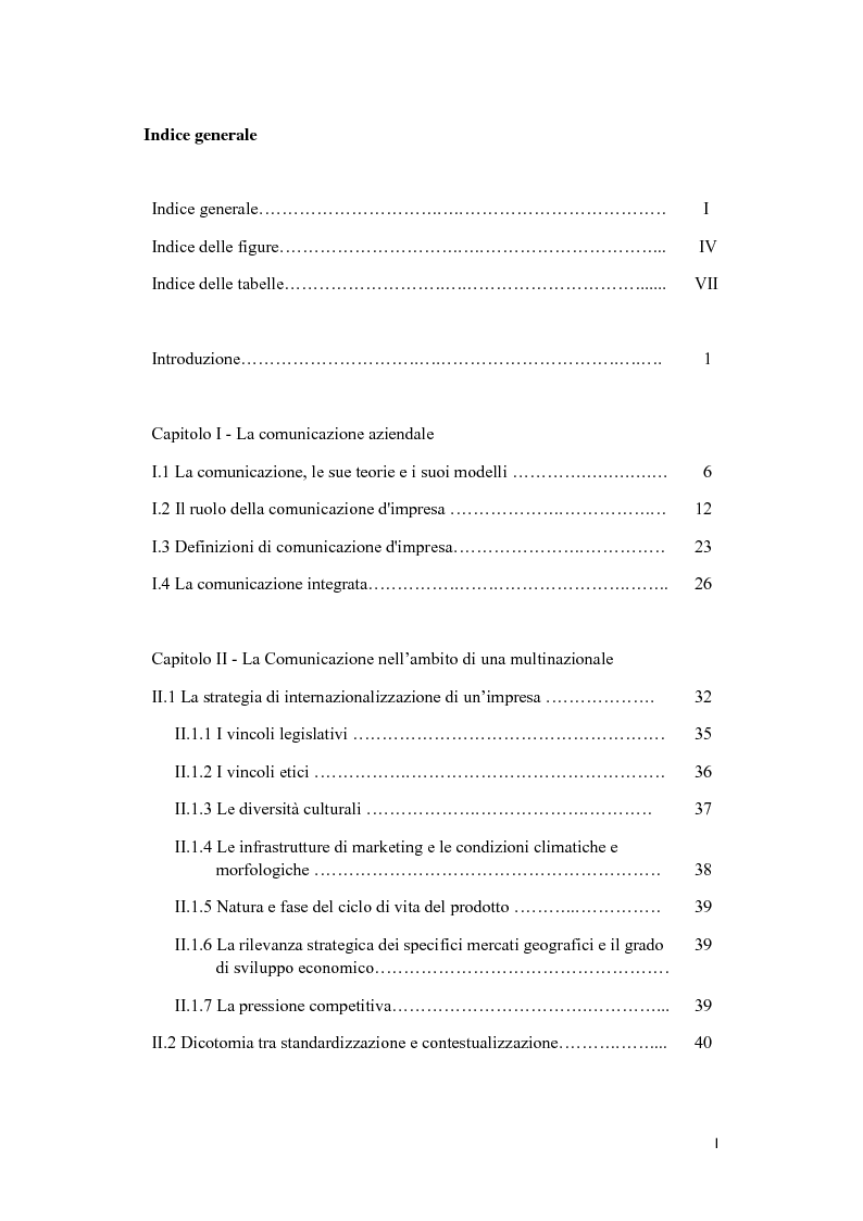 Indice della tesi: La comunicazione nell'ambito di una multinazionale: il caso Report di Reynaers Aluminium, Pagina 1
