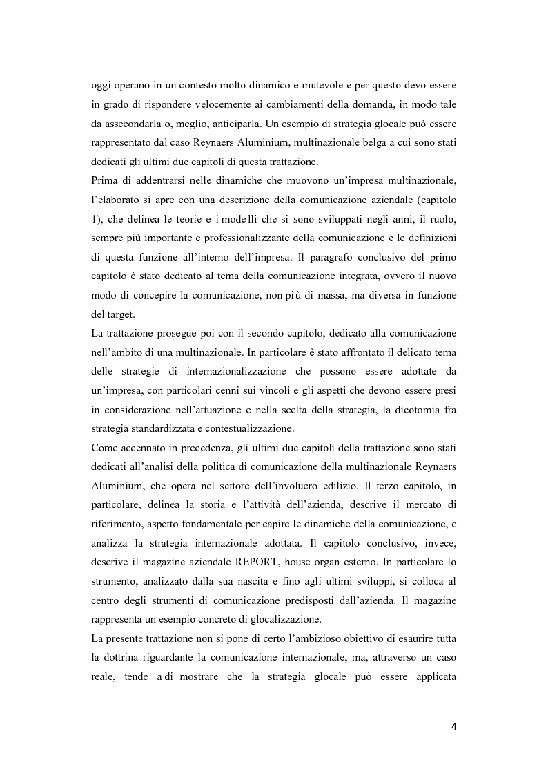 Anteprima della tesi: La comunicazione nell'ambito di una multinazionale: il caso Report di Reynaers Aluminium, Pagina 5