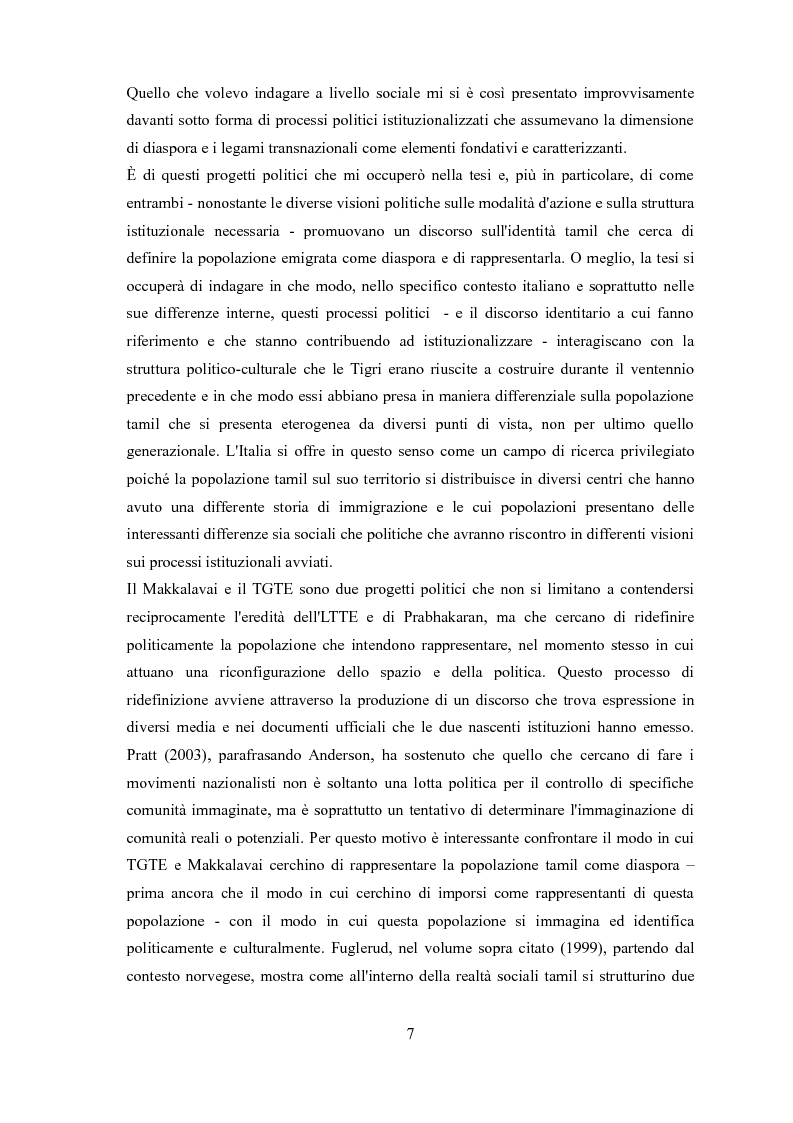 Anteprima della tesi: Costruire una diaspora, costruirsi in diaspora. Pratiche locali e militanza giovanile in un processo politico di ridefinizione dell'identità tamil in Italia., Pagina 5