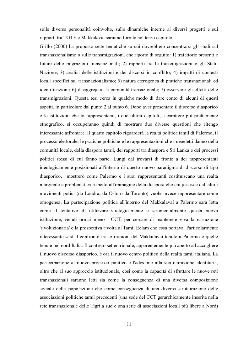 Anteprima della tesi: Costruire una diaspora, costruirsi in diaspora. Pratiche locali e militanza giovanile in un processo politico di ridefinizione dell'identità tamil in Italia., Pagina 9