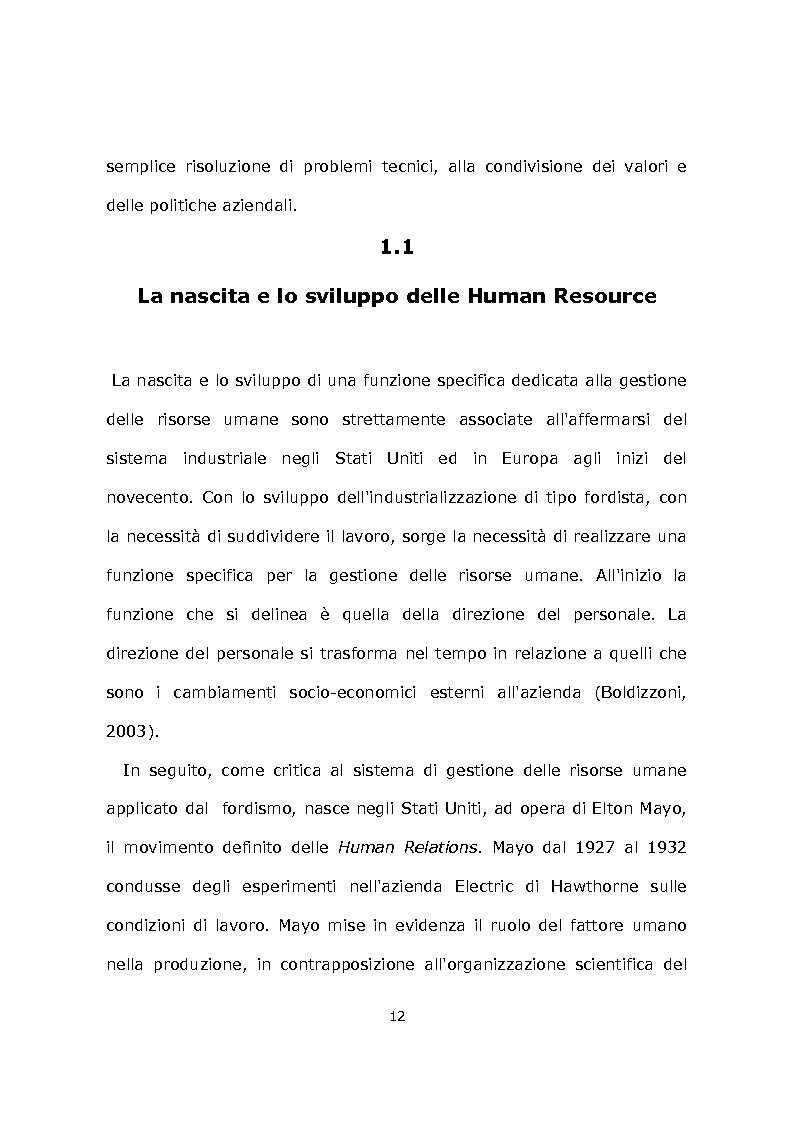 Anteprima della tesi: La Gestione delle Risorse Umane: Il Caso Chicco., Pagina 3