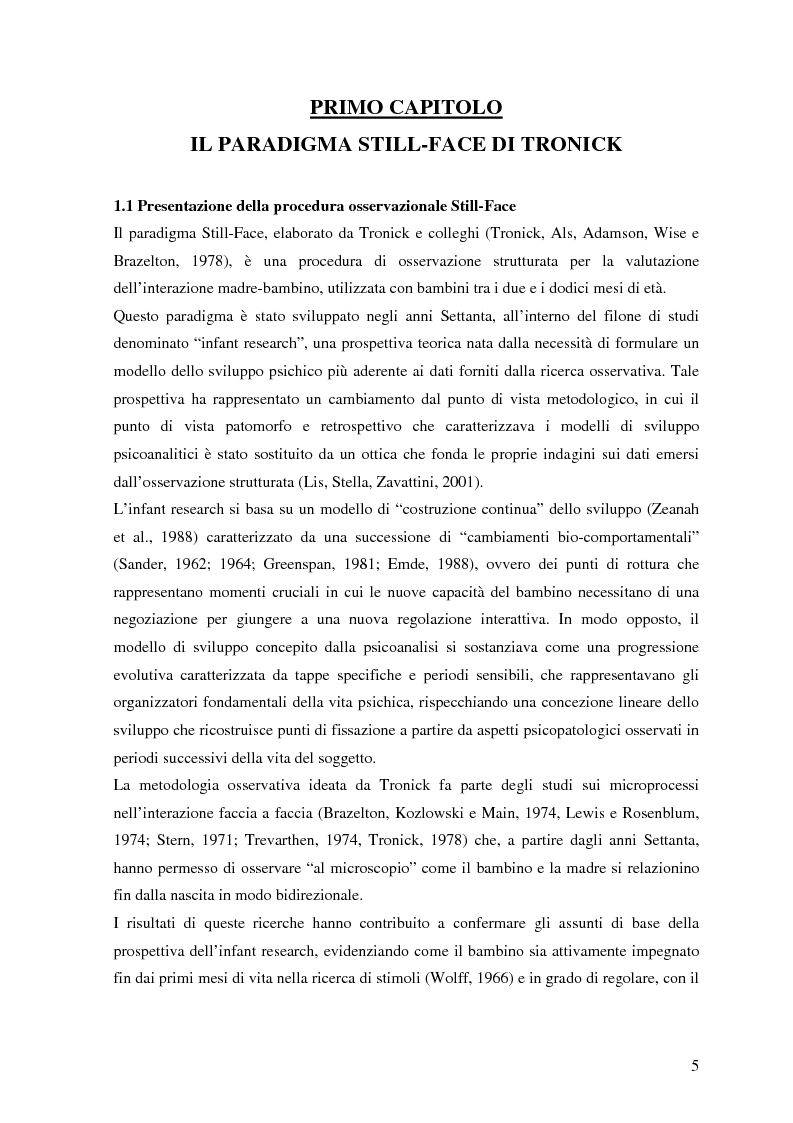 Anteprima della tesi: Stress interattivo nel bambino di quattro mesi di vita. Reattività vagale e regolazione socioemozionale nel corso del paradigma still-face, Pagina 4