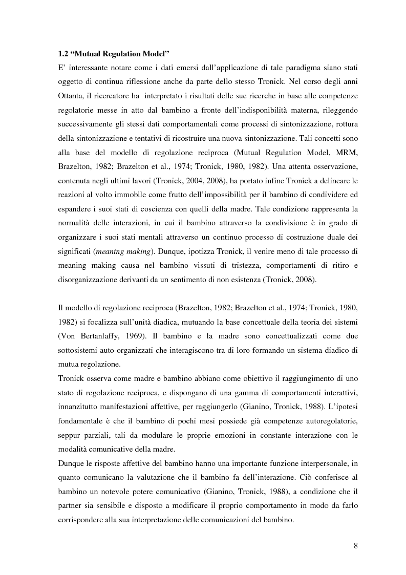 Anteprima della tesi: Stress interattivo nel bambino di quattro mesi di vita. Reattività vagale e regolazione socioemozionale nel corso del paradigma still-face, Pagina 7