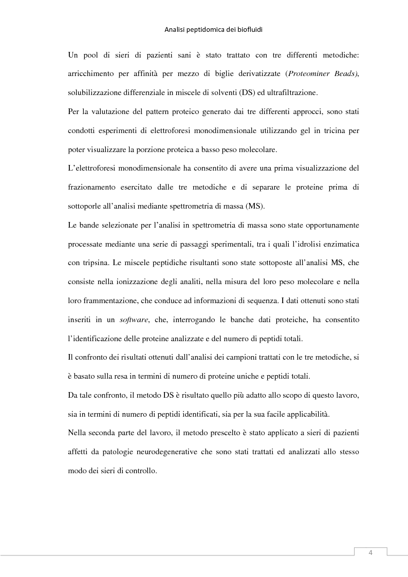 Anteprima della tesi: Analisi peptidomica dei biofluidi, Pagina 3