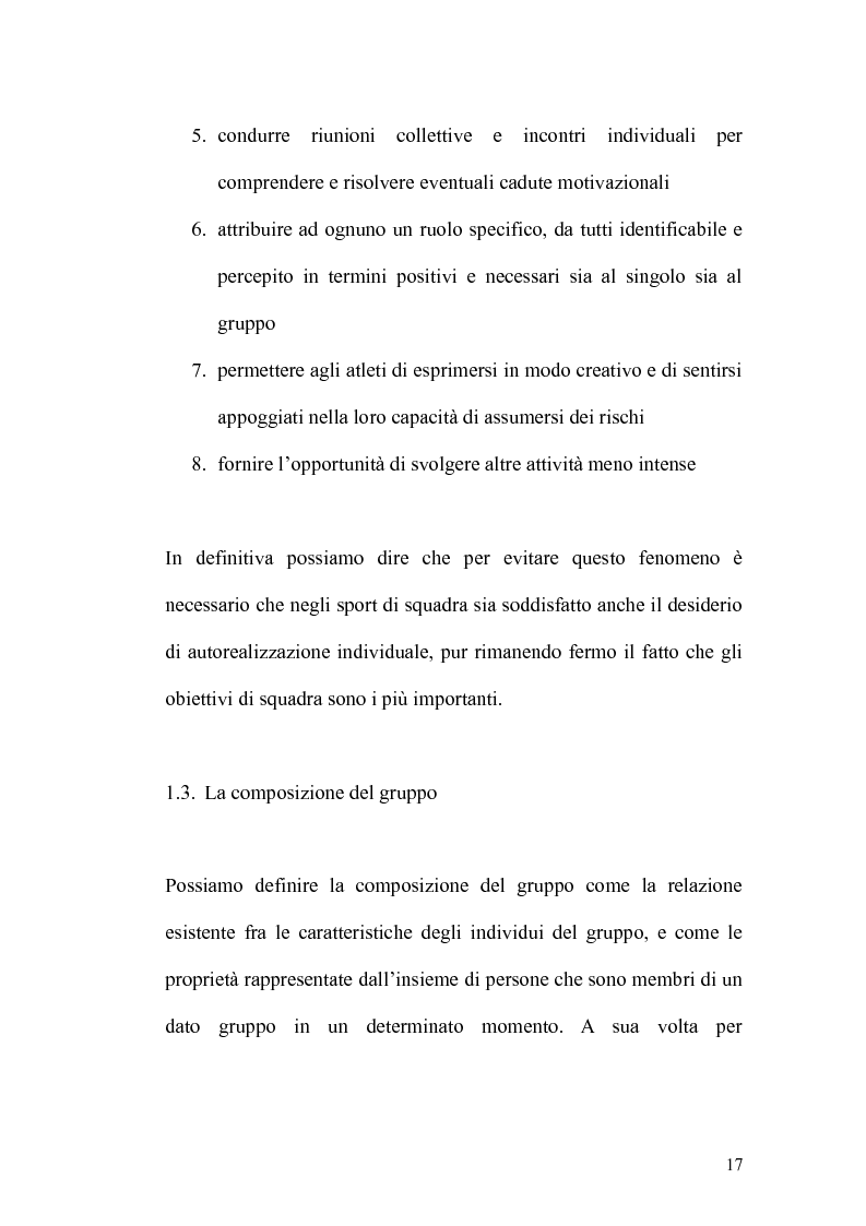 Anteprima della tesi: Dinamiche di Gruppo e Rapporto Giocatore - Allenatore, Pagina 13