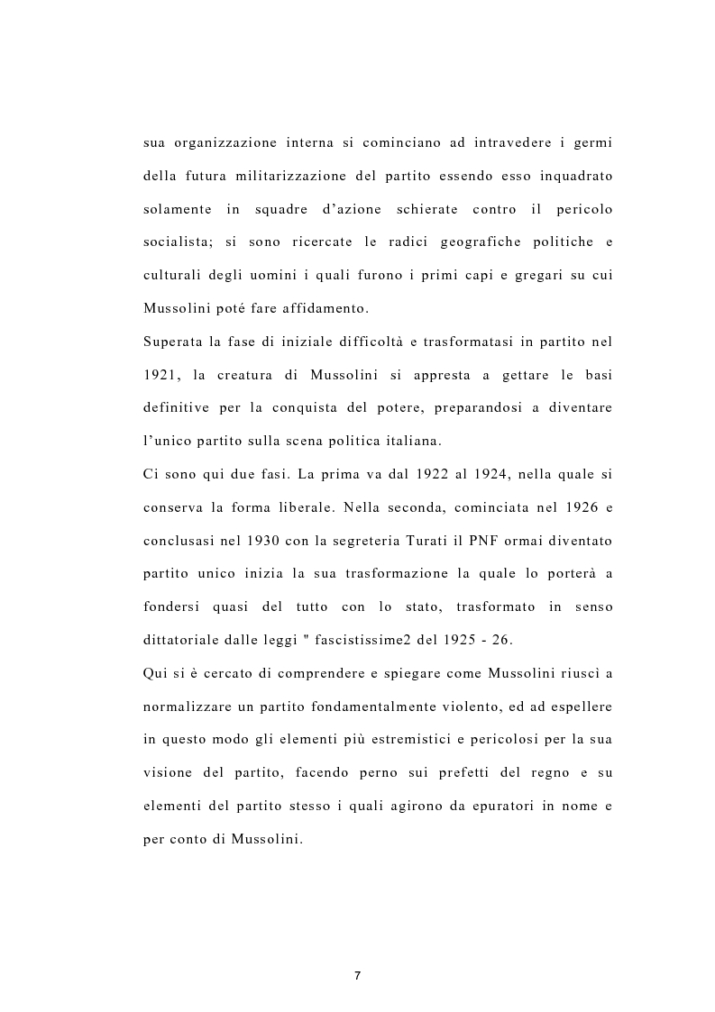 Anteprima della tesi: I gerarchi: uomini e vicende del partito nazionale fascista, Pagina 7