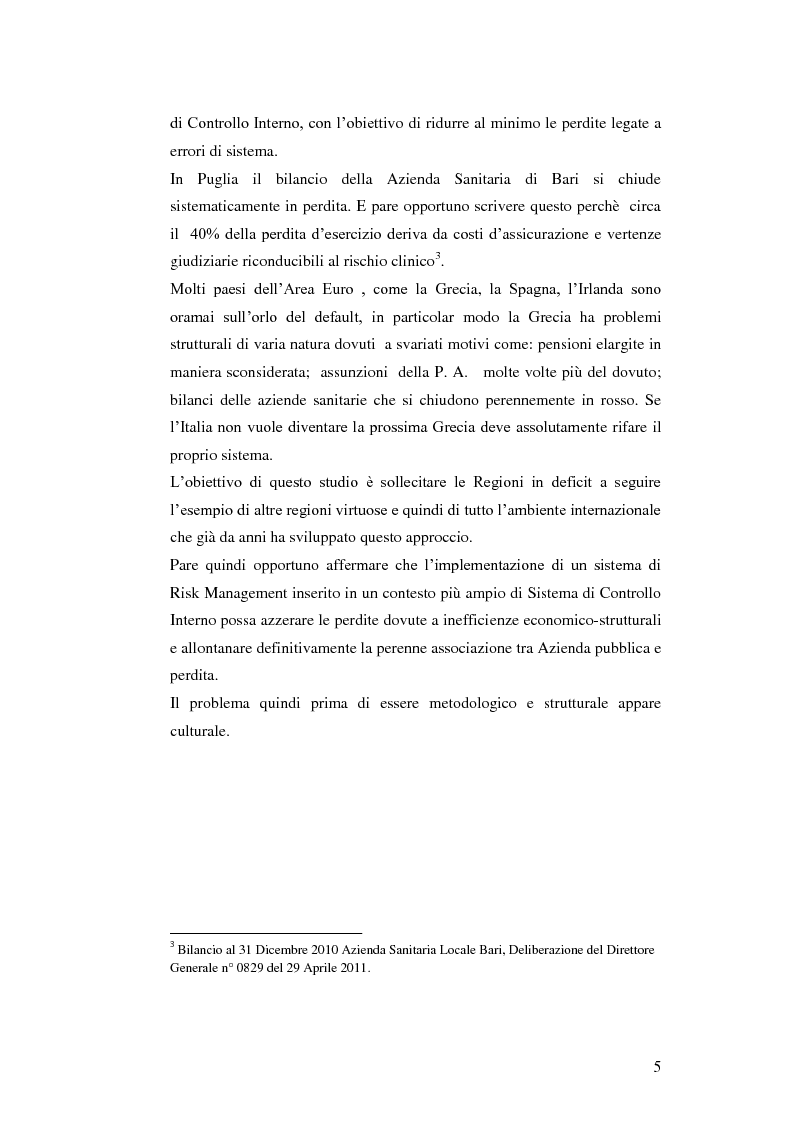 Anteprima della tesi: Controllo interno e l'approccio per processi nelle aziende sanitarie, Pagina 4
