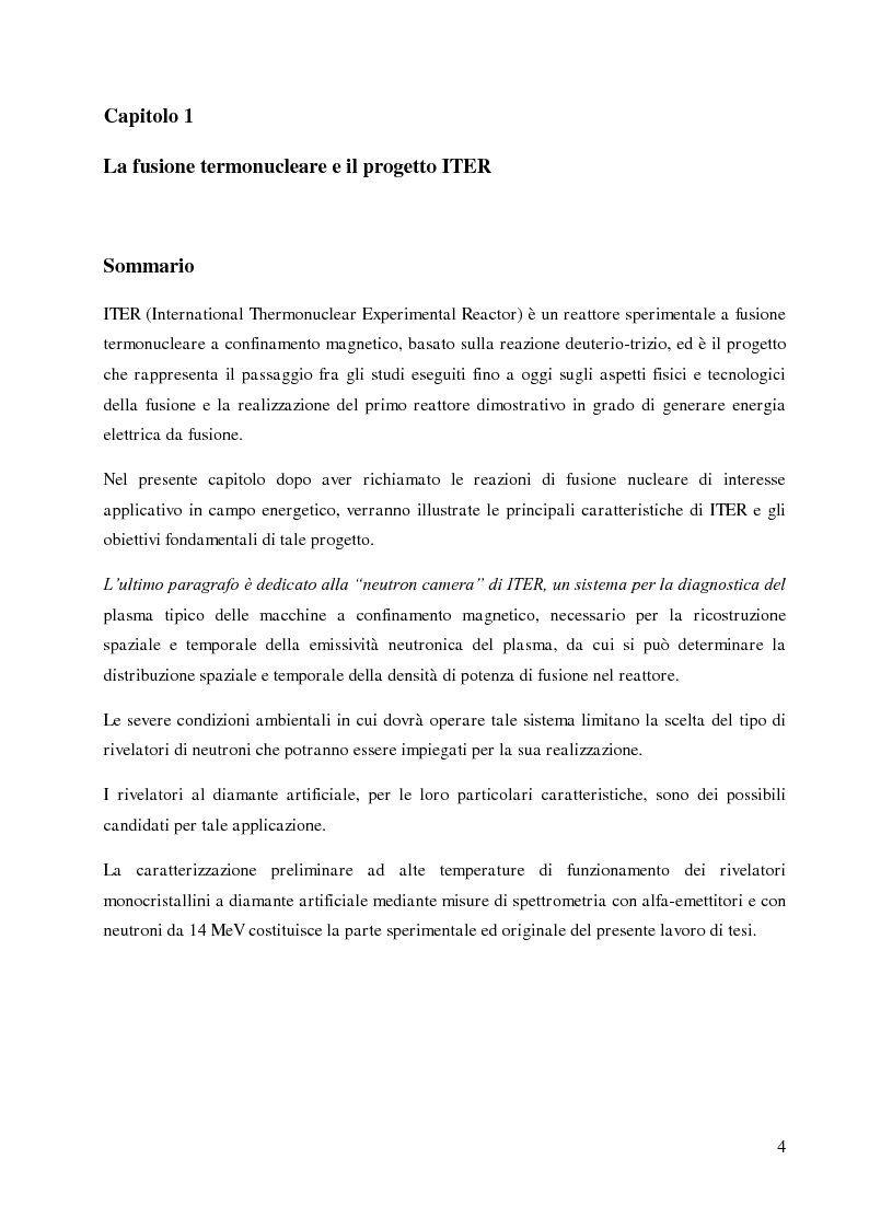 Anteprima della tesi: Rivelatori di diamante artificiale operanti ad alta temperatura per la diagnostica neutronica di plasmi termonucleari, Pagina 5